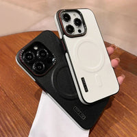 Luxury Matte Leather Magnetic For Magsafe Phone Case For iPhone 16 15 Pro Max 14 13 12 Wireless Charging Shockproof Bumper Cover