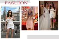 Suninheart White Evening Dresses for Events Red Long Sleeve Lace Elegant Party Dresses 2025 Women Luxury Wedding Prom Dress Gown
