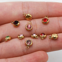 20pcs 6mm Stainless Steel Rhinestone Beads Gold Color Crystal Charms Pendants for Necklace Bracelet Jewelry Making Charm 2030