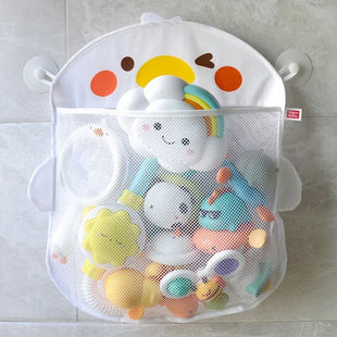 Baby Bath Toy Storage Bag Cartoon Cute Duck Mesh Quick Drying Bathroom Bath Bag with Suction Cup Drying Hanging Bag
