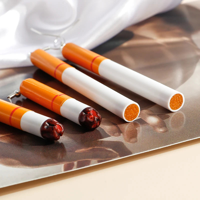 Personalized Simulation Cigarette Earrings Fashion Creative Funny Cigarette Butt Earring for Women Men Punk Street Jewelry Gifts