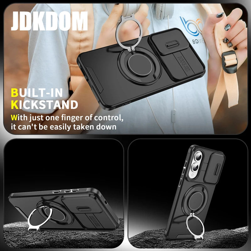 JDKDOM Push Window Case For Samsung S26 S25 Edge S24 S23 FE Plus Note 20 Ultra A57 A17 A07 A56 A36 A26 A16 A06 Bracket Cover