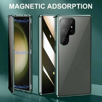 Anti Peeping Metal Phone Case For Samsung Galaxy S25 S24 S23 S22 Ultra Plus 360 Degree Privacy Protection Magnetic Phone Cover