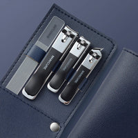 New Nail Clippers Set 4 PCs with Rotating Leather Bag Professional Trimmer Pedicure Care Tools Manicure Set Home Care Gift