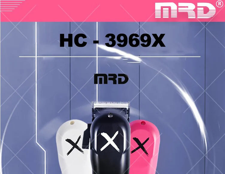 MRD HC-3969X Lawn Shovel Men's Professional Hair Clipper DC Rotating Motor Horn DLC Black Diamond Blade 7200RPM Trimmer Withbase