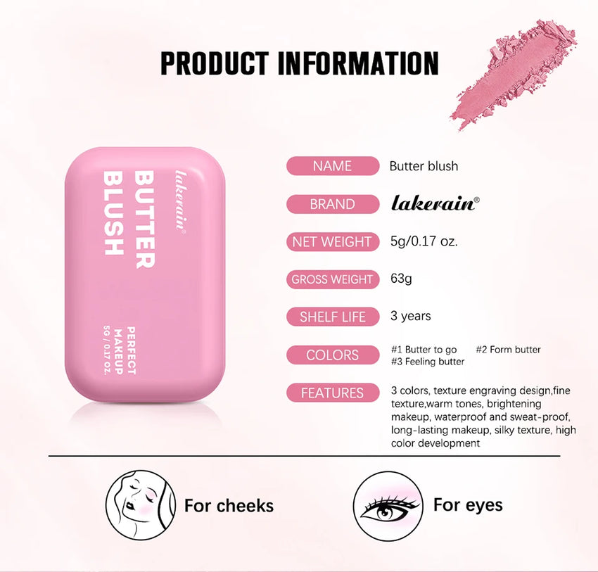 Professional Makeup Powder Blush 12HR Wear Vegan Formula Blusher Makeup Blush in Bar Cosmetics Palette Powder Pink Cream Face