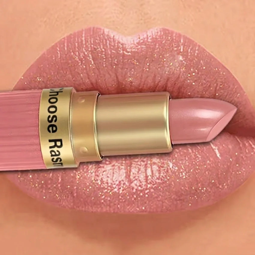 Pearlescent Pink Glitter Velvet Lipstick Metallic Waterproof Long Lasting Matte Shimmer Diamond Lipstick Women Makeup Cosmetic