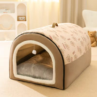 Warm Winter Cat Dog Bed Mat Deep Sleep Tent Cozy Geometric House Nest Removable Washable for Medium Large Dogs Pet Supplies