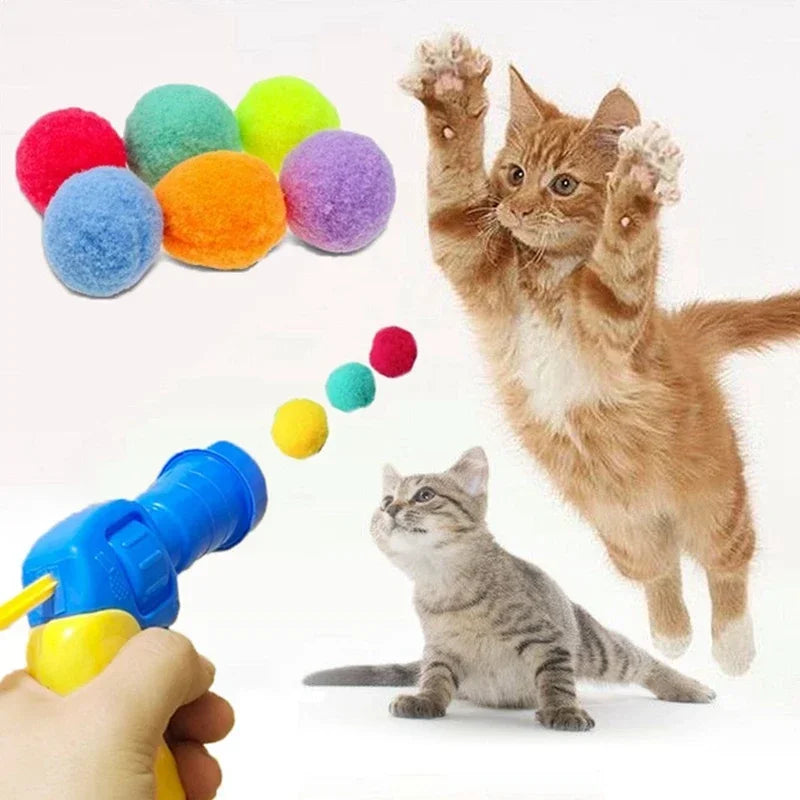 1 Set Cat Toy Interactive Pet Training Play Plush Toy  Funny Kitten Puppy Shooting Balls Games Pet Supplies Cat Accessories