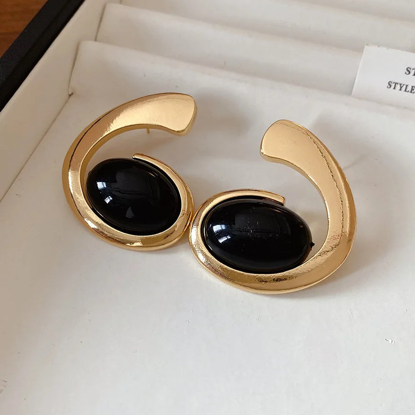 Vintage Red Resin Women's Earrings Stud Earrings Luxury large Geometric Oval earrings Party Wedding Ear Jewelry Wholesale