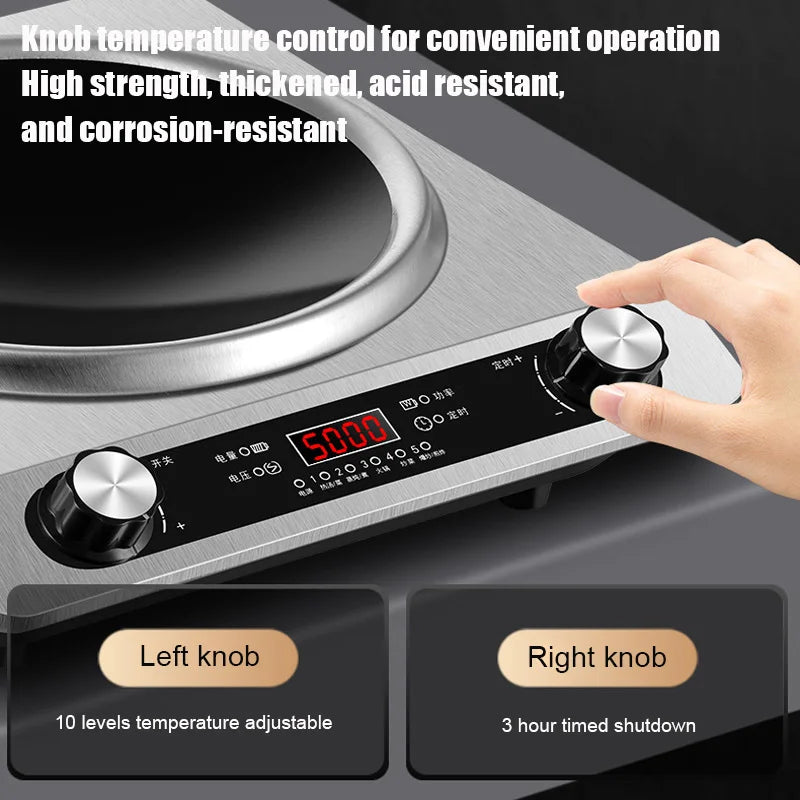 5000W Household Concave Induction Cooker High Power Intense Fire Non-Radiative Multifunction Stir Frying Electric Stove
