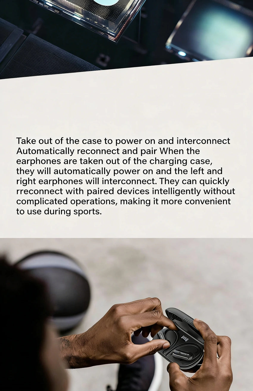 DACOM L19 Wireless Headphones Bluetooth 5.3 Earphones True with Mic Button Control Noise Reduction Earhooks Waterproof Headset
