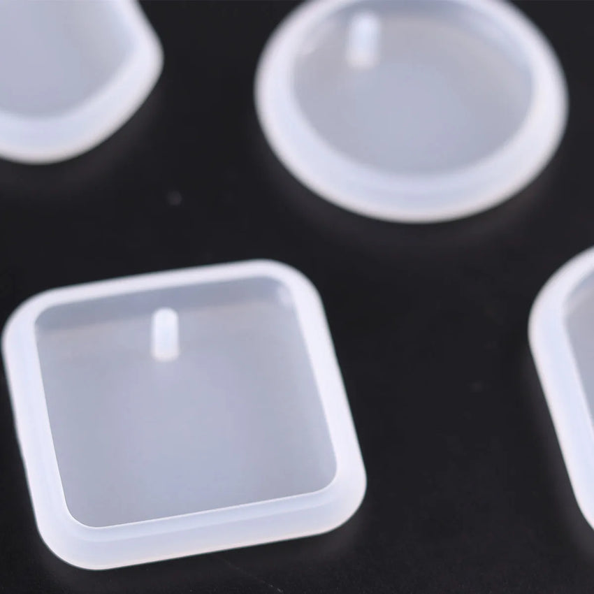 1/6/10pcs DIY Keychain Pendant Silicone Mold Set Crystal Epoxy Resin Mold Round Rectangle Pendants Jewelry Making Casting Mould