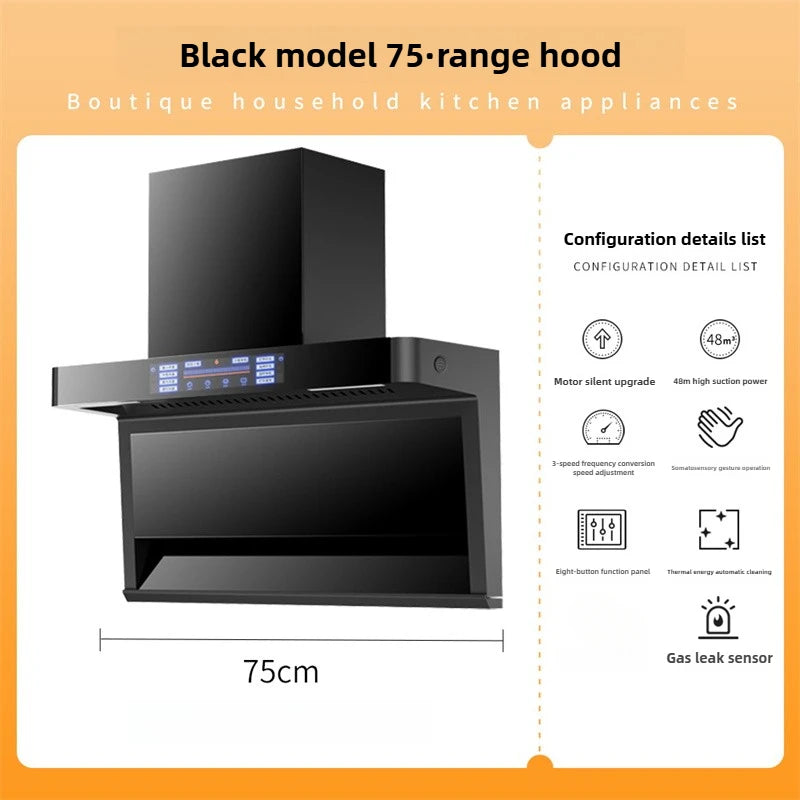 Household Range Hood for Kitchen Large Suction Range Hood Top Side Double Suction Exhaust Fan Small Kitchen Smoke Extractor