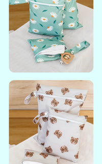 Elinfant 3PCS Portable Wet Dry Bag For Swimsuits,Waterproof Diaper Bags For Cloth Diapers,Washable Reusable Storage Bag