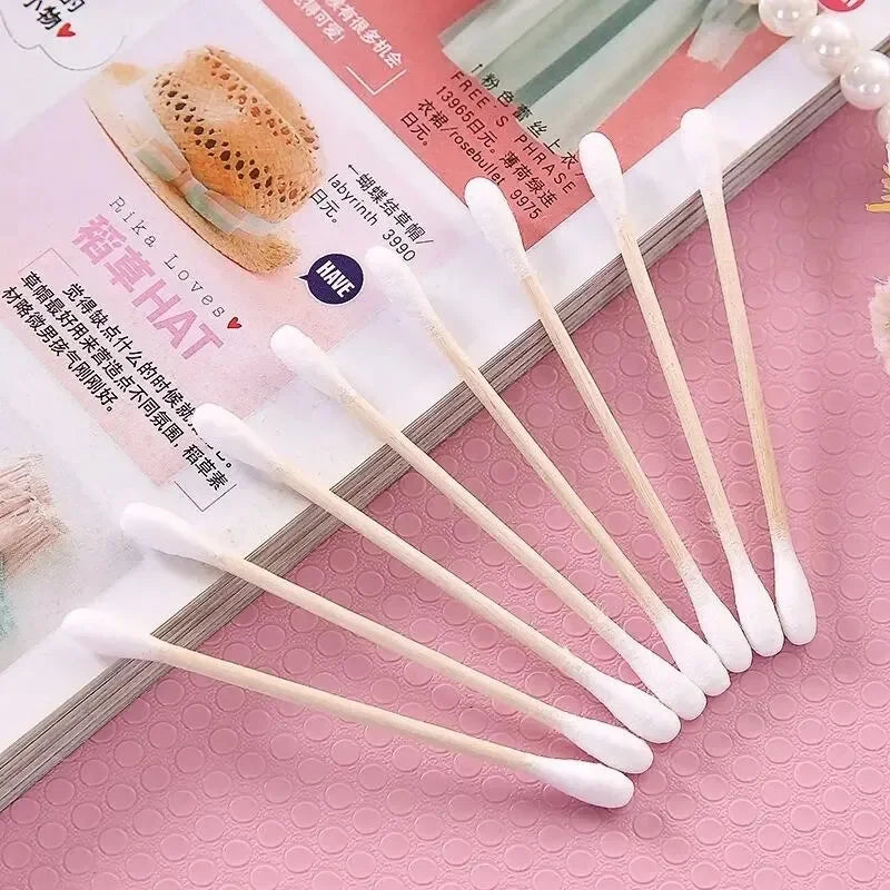 200/500 Double Round Headed Cotton Swabs Headed Cotton Swabs Bamboo Sticks  Nose Ears Personal Care