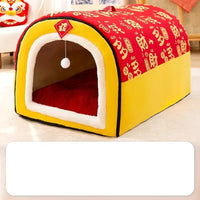 Warm Winter Cat Dog Bed Mat Deep Sleep Tent Cozy Geometric House Nest Removable Washable for Medium Large Dogs Pet Supplies