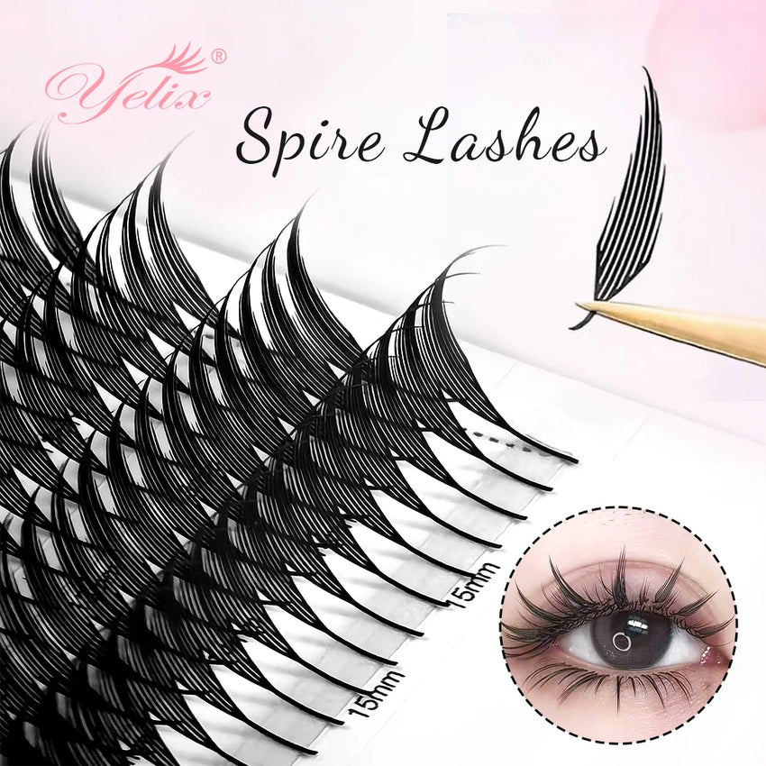 Yelix Feather Lashes Comic Spire Premade Lashes Fans Manga Anime Volume False Eyelashes Extensions for Makeup Tool