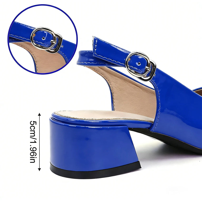 Women's high heel sandalsblue elegant ladies' square heel fashion heels 1.98in for casual wear shopping travel vacations
