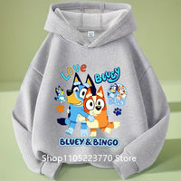 Kids Bluey Hooded Sweatshirt Fall Winter Warm Soft Pullover Comfortable Playwear for Boys Girls