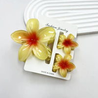 3Pcs/Set Sweet Flower Colroful Gradient Hair Claws Ponytail Cip Clamp Barrettes Hairpins For Women Girl Beach Hair Accessories