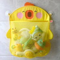 Baby Bath Toy Storage Bag Cartoon Cute Duck Mesh Quick Drying Bathroom Bath Bag with Suction Cup Drying Hanging Bag