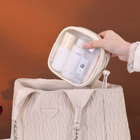 1pc Multifunctional Semi Transparent Makeup Bag, Cosmetics Storage Bag, Business Travel Toiletry Bag, Large Capacity Makeup Repa