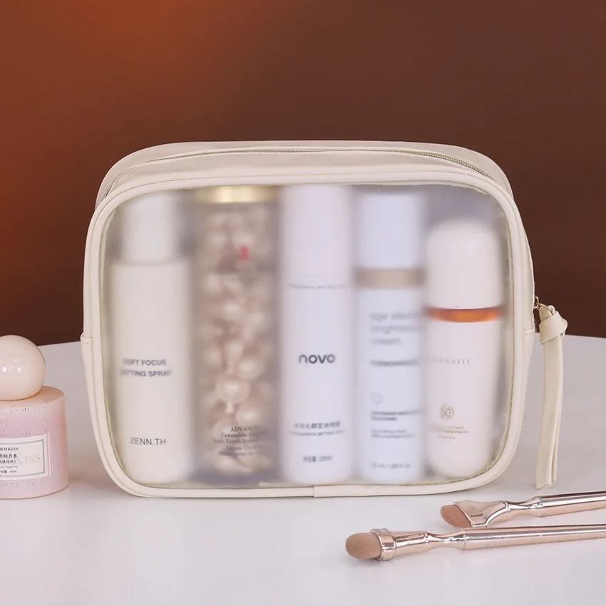 1pc Multifunctional Semi Transparent Makeup Bag, Cosmetics Storage Bag, Business Travel Toiletry Bag, Large Capacity Makeup Repa