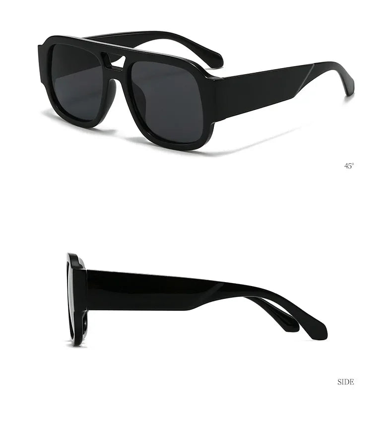Fashion Double Bridges Square Sunglasses Women Candy Color Retro Wide Legs Men Sun Glasses Shades UV400