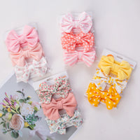 3Pcs/Set Cute Cotton Bows Baby Headbands Newborn Infant Ealstic Hairbands Boys Girsl Dot Striped Flower Print Kids Headwraps