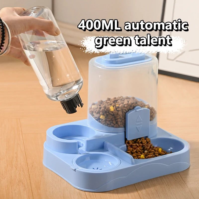 Large Capacity Gravity-Fed Automatic Feeder Dog Cat Food Bowl with Water Dispenser Pet Food Storage Dispenser Pet Supplies