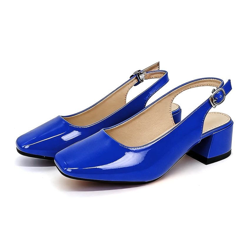 Women's high heel sandalsblue elegant ladies' square heel fashion heels 1.98in for casual wear shopping travel vacations