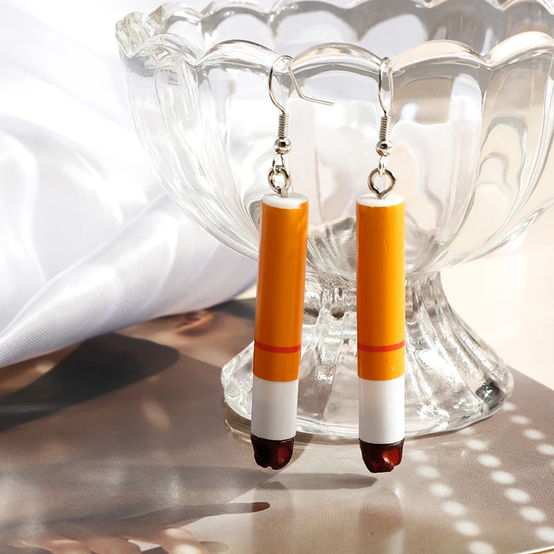 Personalized Simulation Cigarette Earrings Fashion Creative Funny Cigarette Butt Earring for Women Men Punk Street Jewelry Gifts