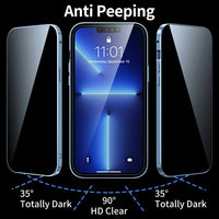 360°Full Protection Metal Magnetic Double-Sided Glass Snap Lock Anti Peeping Phone Case For iPhone 15 14 13 12 16 Pro Max Cover