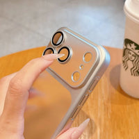Luxury Transparent Matte Phone Case For iPhone 17Pro Air 17 16 15 14 13 12 11 Pro Max Lens Protection Metallic Color Frame Cover