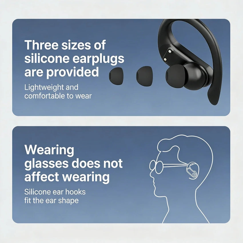 DACOM L19 Wireless Headphones Bluetooth 5.3 Earphones True with Mic Button Control Noise Reduction Earhooks Waterproof Headset