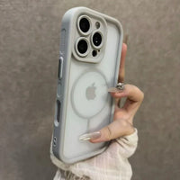 Trendy 2 in 1 Skin Feel Case for iPhone 17 Air 16 15 14 12 13 Pro Max For MagSafe Wireless Charging Shockproof Protection Funda