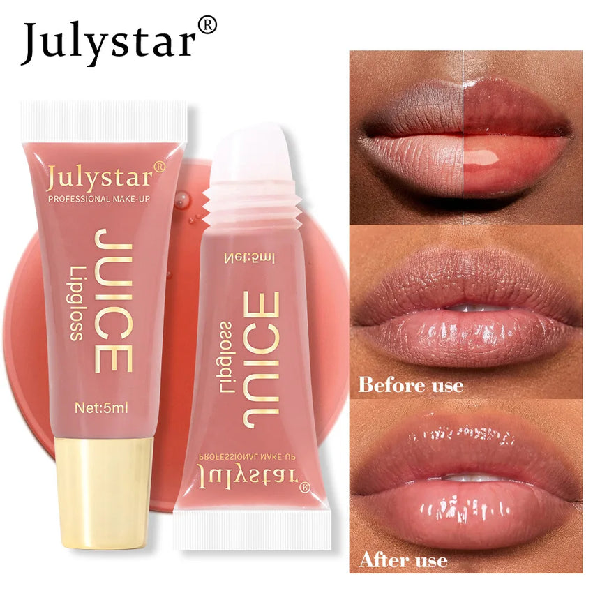 Julystar 6color Long lasting Moisturizing Mirror Lip Oil, Fruit Flavor, Pudding Lip Moisturizing, Water Radiant Lip Honey