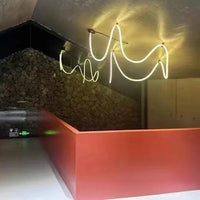 Modern LED Line Light Designer DIY Chandelier for Loft Villa Duplex Living Room Exhibition Hall Creative Art Home Lighting