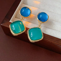 Vintage Red Resin Women's Earrings Stud Earrings Luxury large Geometric Oval earrings Party Wedding Ear Jewelry Wholesale
