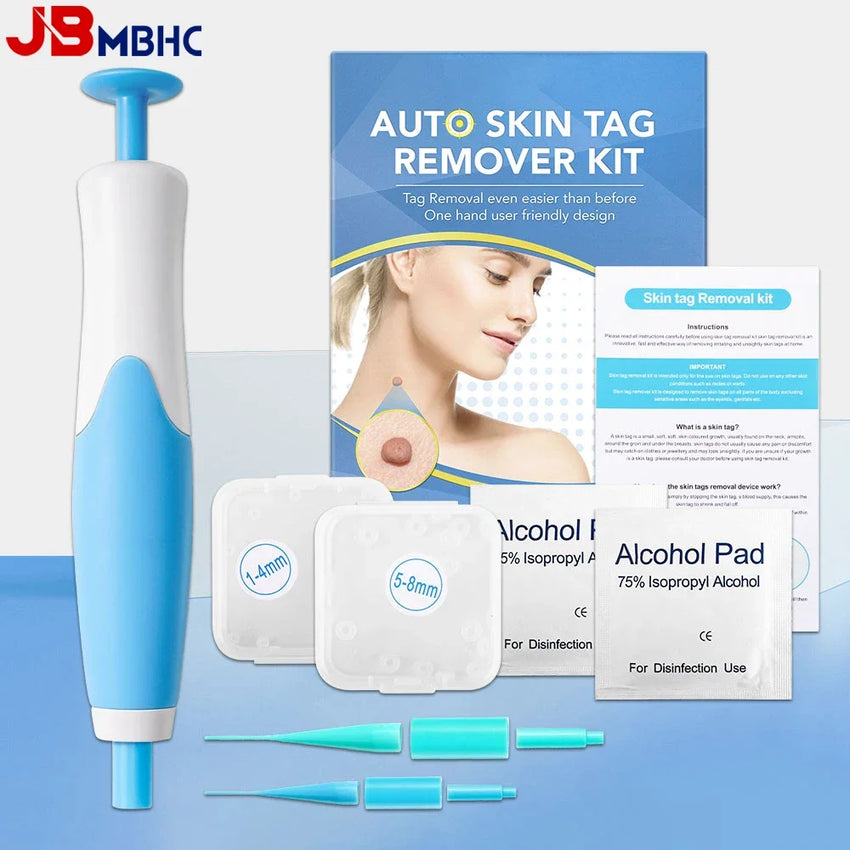 Auto Skin Tag Removal Tool Kit Painless Skin Label Mole Acne Wart Removal Pen with Cleansing Swabs Facial Skin Care Beauty Tool