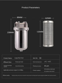 5inch Prefilter 304 Stainless steel hot water filter housing DN15 DN20 DN25 for high temperature high flow water filter housing