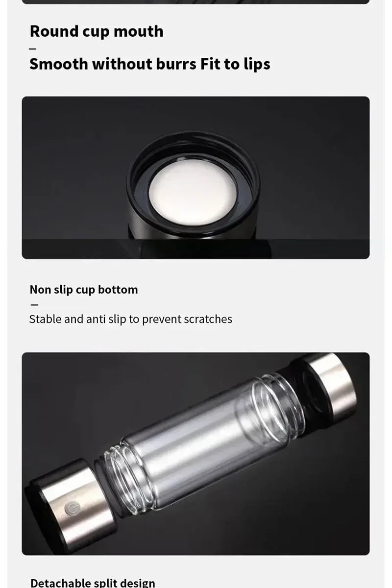 Rich Hydrogen Water Cup Portable Hydrogen Water H2 Generator Alkaline Maker Ionizer Bottle Super Antioxidan Titanium Filter