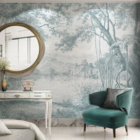 Custom Size wall papers 3D Nordic art black and white landscape waterfall porch mural Retro Hand Painted Forest Tree home decor