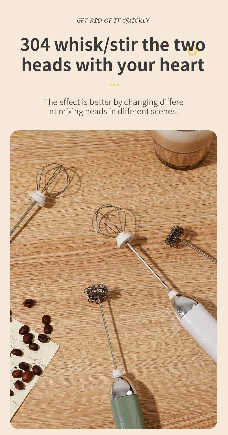 TINSOL 2025 New Wireless Mini Handheld Milk Frother Type-C Rechargeable Coffee Frother Portable Kitchen Cooking Tool Foam Mixer