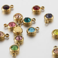 20pcs 6mm Stainless Steel Rhinestone Beads Gold Color Crystal Charms Pendants for Necklace Bracelet Jewelry Making Charm 2030