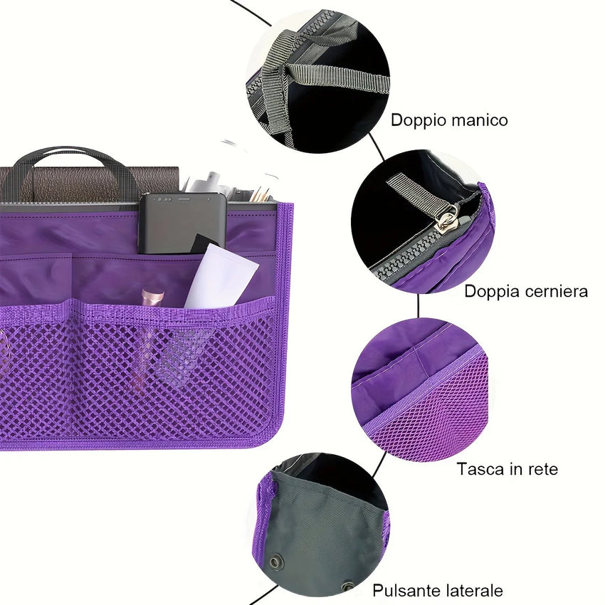 Multifunctional Bi-fold Storage Bag Double Zipper Large Capacity Storage Arrangement Makeup Toiletries Large Classification Bag