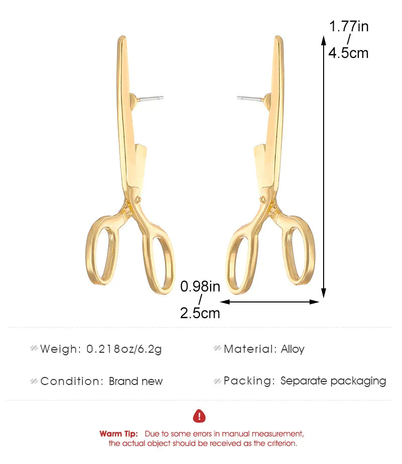 New Creative Retro Scissors Earrings for Women's Personalized Crowd Festival Gift Earrings