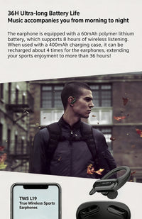 DACOM L19 Wireless Headphones Bluetooth 5.3 Earphones True with Mic Button Control Noise Reduction Earhooks Waterproof Headset