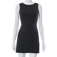 Woman Dress Sleeveless Knit Slim A-Line Female O-Neck Seveless Mini Dresses Sheath 2024 Summer Clothing Streetwear Y2K Qtraf2411